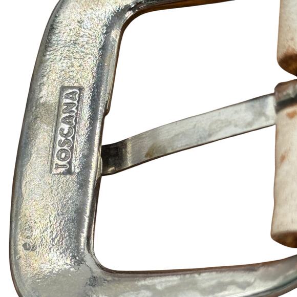 Toscana Tooled Leather Belt SZ 33 Floral Womens White Pastel Boho Western Hippie - Picture 9 of 12